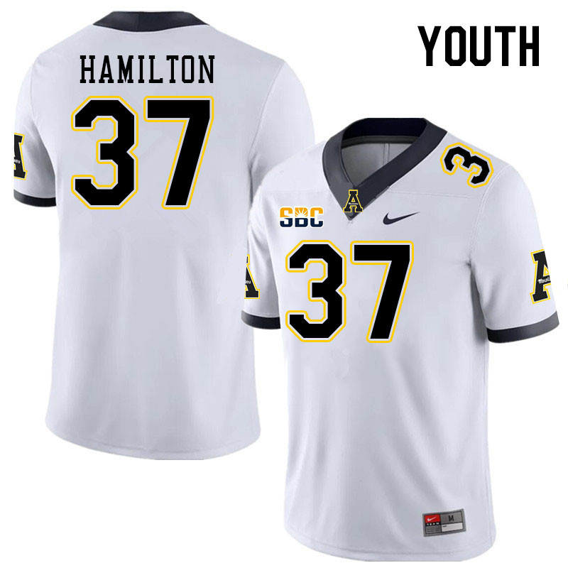 Youth #37 Andre Hamilton Appalachian State Mountaineers College Football Jerseys Stitched Sale-White - Click Image to Close